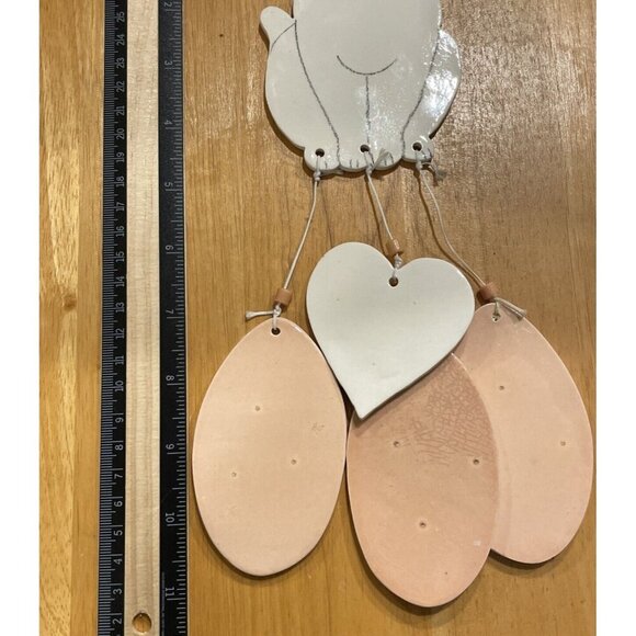 Vintage Handcrafted White Cat Kitten Kitty Wind Chime Ceramic Heart‎ - Picture 4 of 4
